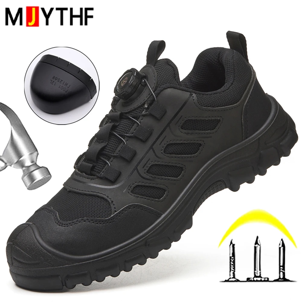 Rotating Button Work Safety Shoes Anti-Smash Anti-Puncture Indestructible Shoes Work Sneakers Protection Shoes Security Boots