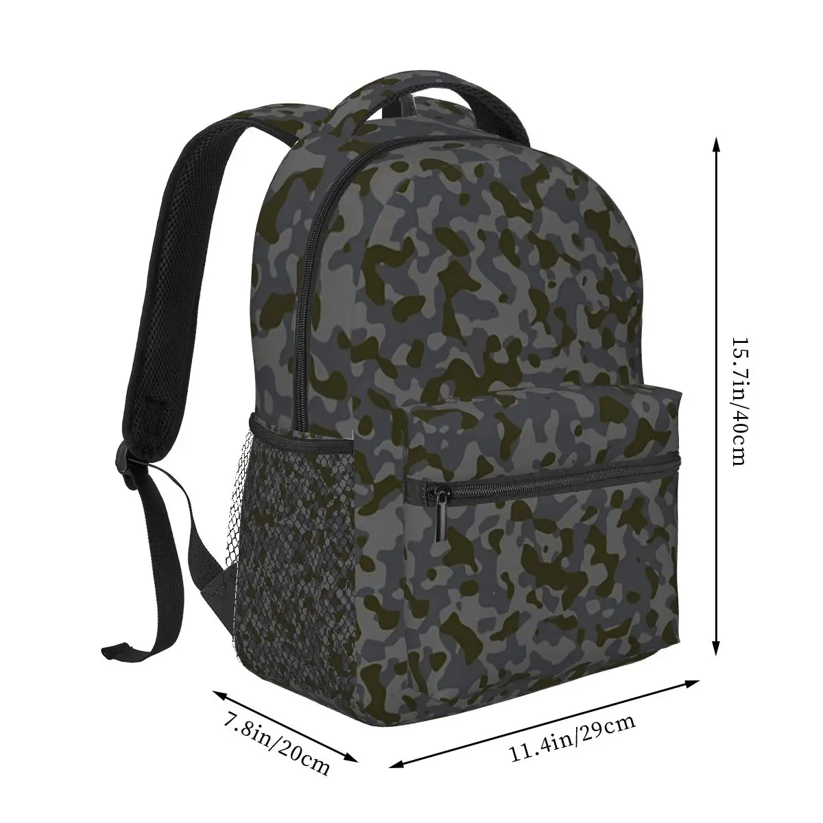 Gray, Green, Camo Colors Pattern Backpack Student Boys Girls BookBag Kids School Bag Computer Shoulder Bags for Men Women