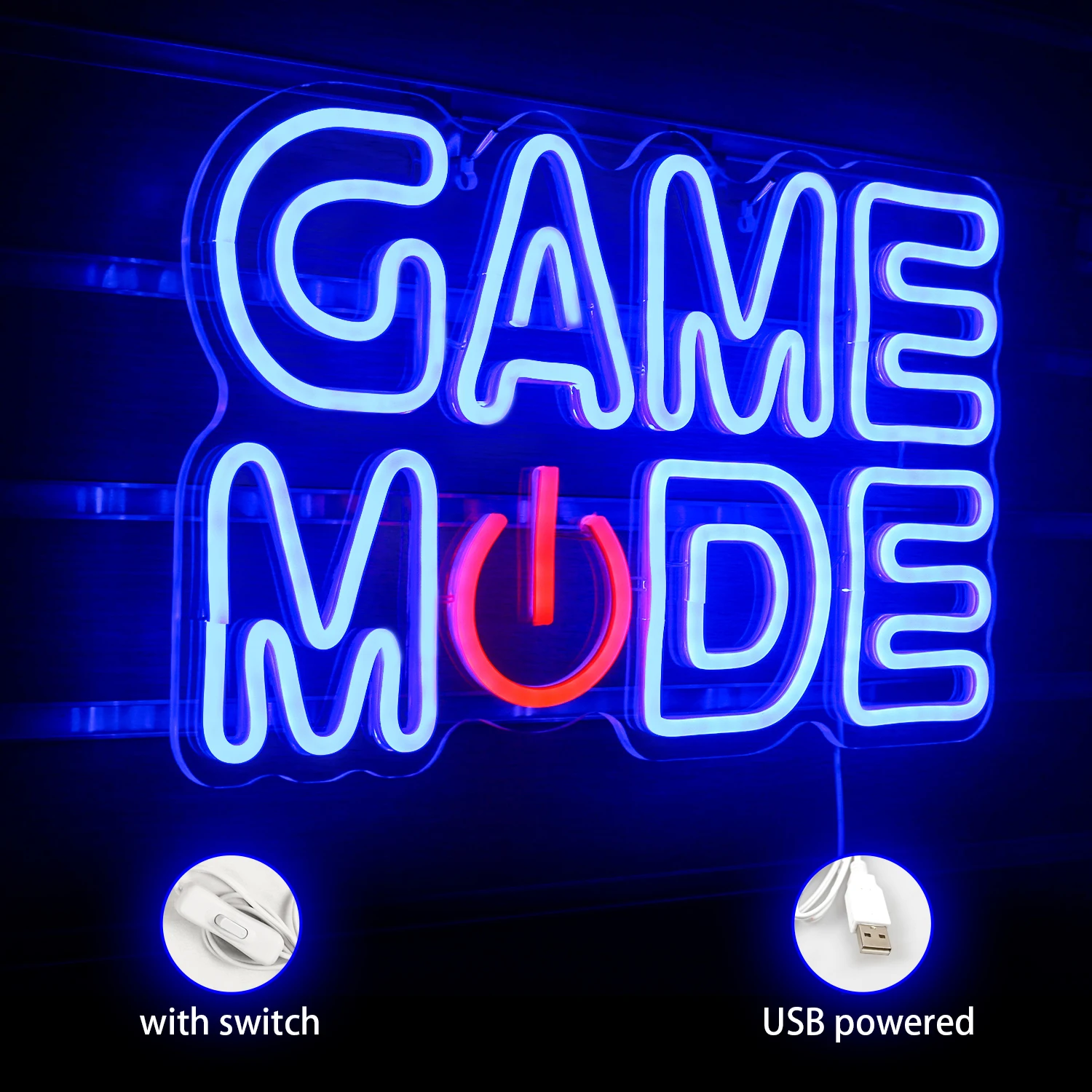 Game Mode Neon Sign For Wall Decor Gaming Room Decoration For Home Bedroom Video Game Area Led Lights Dimmable Art Letter Signs