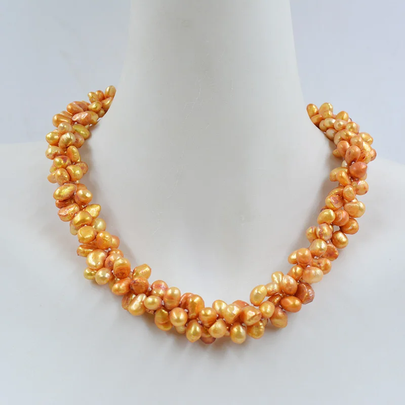 7MM AAA Natural Baroque Pearl Necklace. Transformed into designing women's wedding party gifts, jewelry, and jewelry  46CM