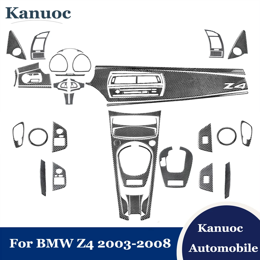 Carbon Fiber Car Interior Stickers For BMW Z4 E85 E86 2003-2008 Dashboard Steering Wheel Panel Decorative Accessories