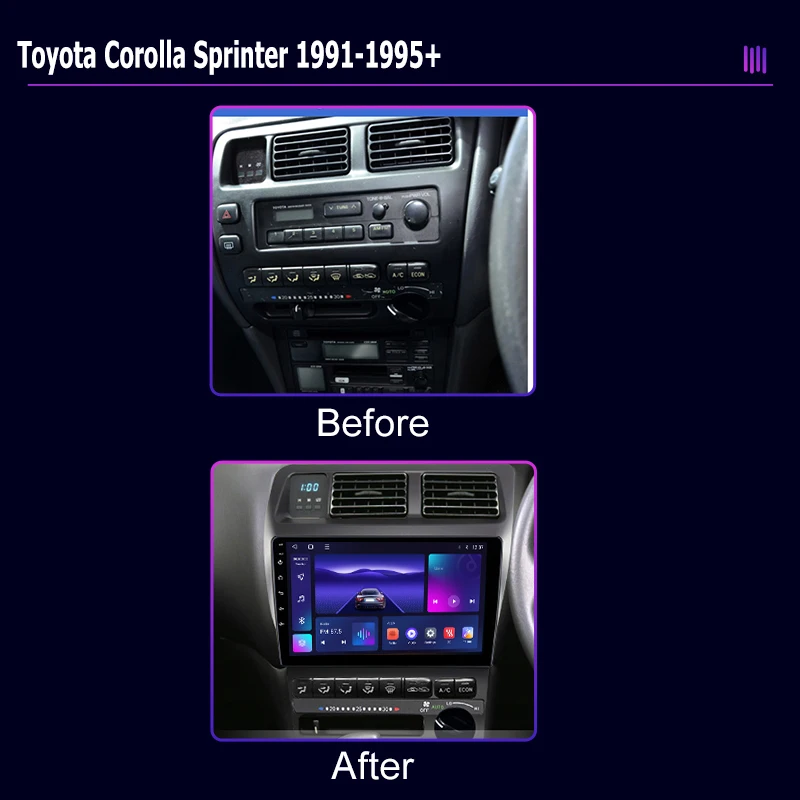 Roadivox 도요타 코롤라 스프린터 1991 1995 용 안드로이드 자동차 라디오, GPS 네비게이션 비디오 멀티미디어 플레이어 테이프 녹음기