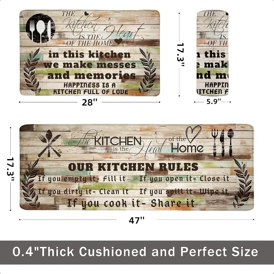 Kitchen Mats for Floor Anti Fatigue Mats for Kitchen Floor Kitchen Rugs Farmhouse Style Memory Foam Kitchen Mat Cushioned PVC L