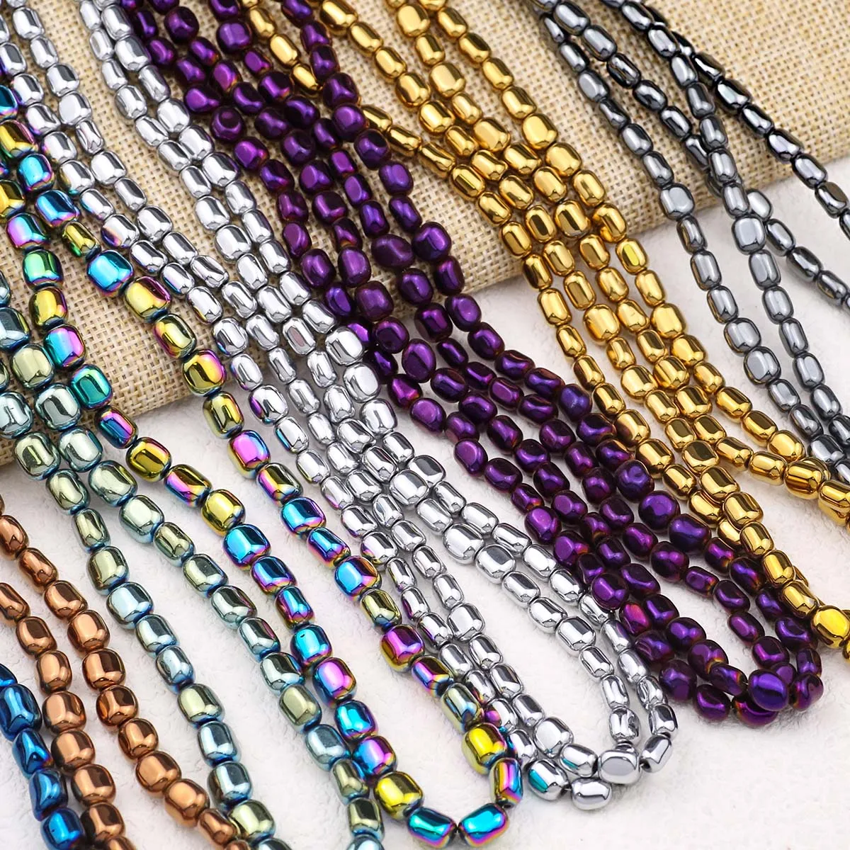 Goldfarbe versilbert unregelmäßig ovale Hämatit perlen Naturstein Spacer Perlen für Schmuck herstellung Armbänder DIY Zubehör