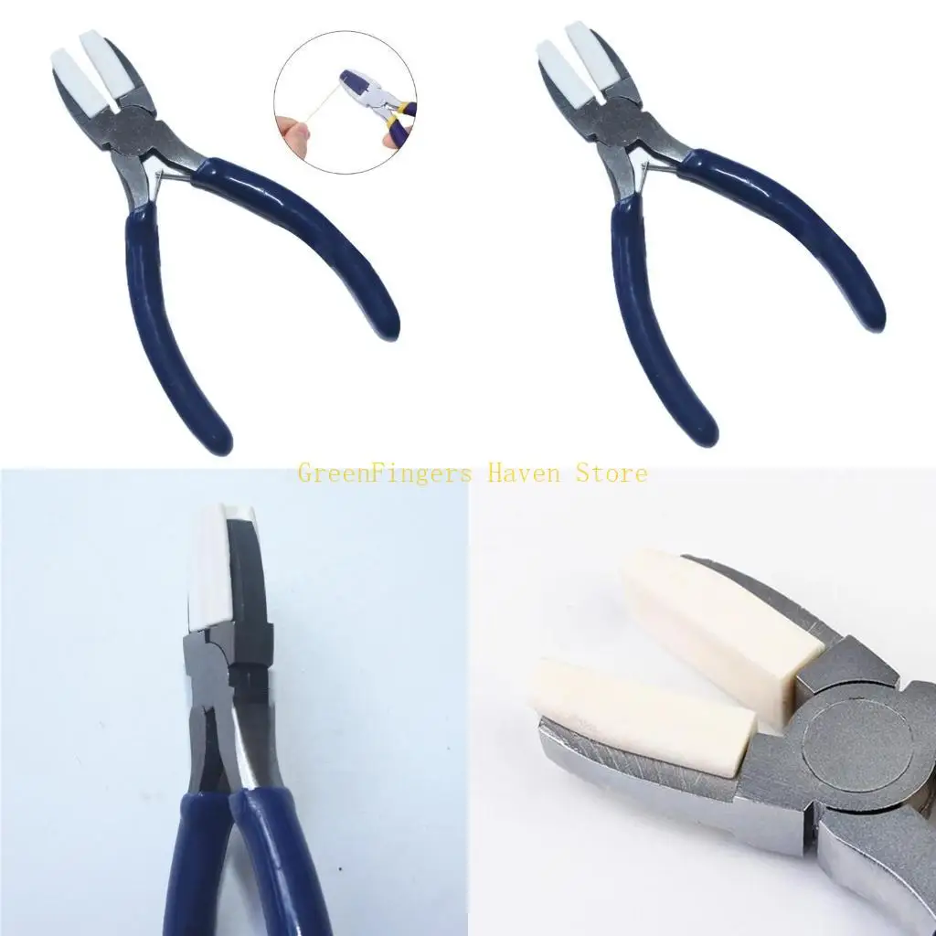 

F68D Plat Nose Pliers Tools for Beading Double Nylon Jaw Pliers Carbon Steel Pliers