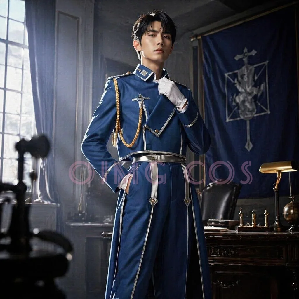 Fullmetal Alchemist Roy Mustang Cosplay-Kostüm, Halloween-Karnevalsmantel für Erwachsene, für Comic-Con-Veranstaltungen.