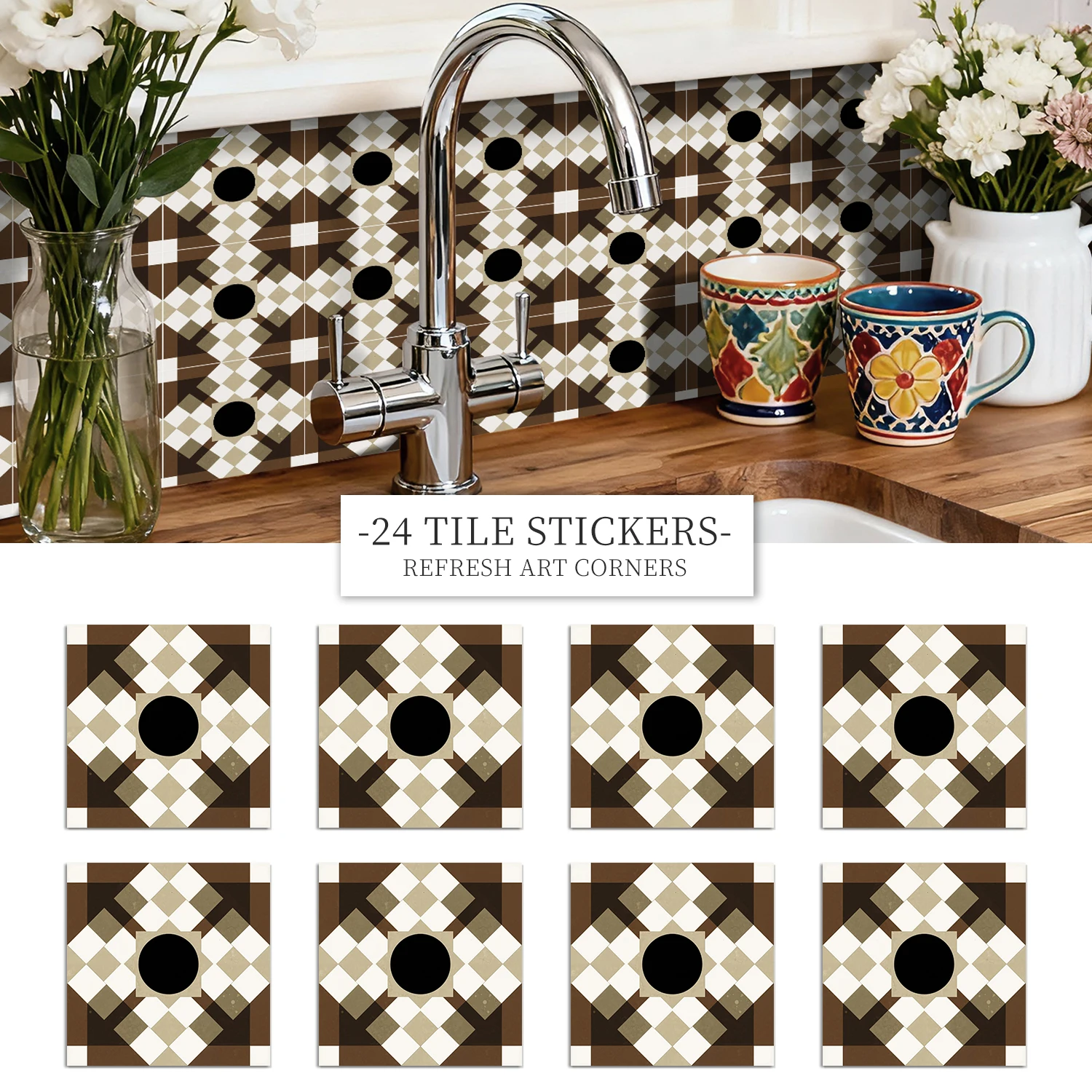 36 self-adhesive PVC tile stickers, kitchen and bathroom use self-adhesive splash proof stickers for home decoration