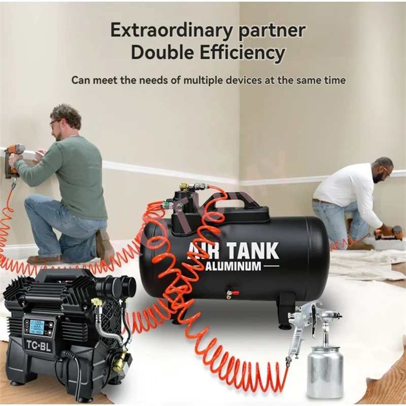 40L Compressed Air Tank with 4 Pieces Quick Interface More Convenient and Corrosion-resistant Aluminum Alloy Air Compressor