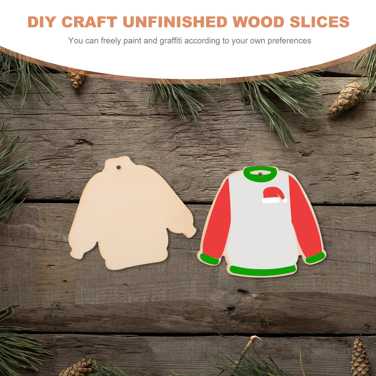 

1Set Unpainted Xmas Pendants Blank Wood Chips DIY Christmas Party Decorations Easy to Use Unfinished Wood Christmas Decorations