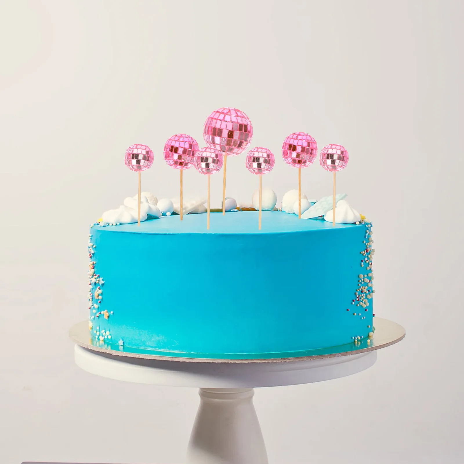 

24 Pcs Mirror Ball Decoration Plug-in Cake Picks Balls Disco Toppers Cupcake Decorate Foam Party Favors
