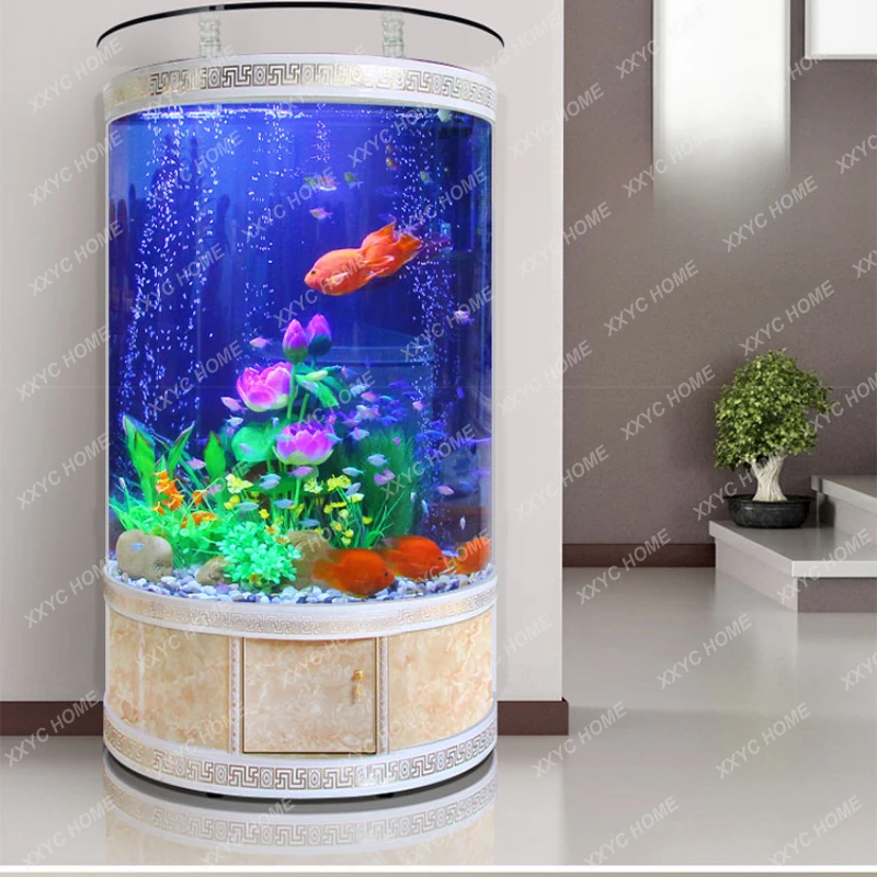 

Silent European-Style Semicircle Living Room Fish Tank Aquarium Free Replacement Aquarium Decor