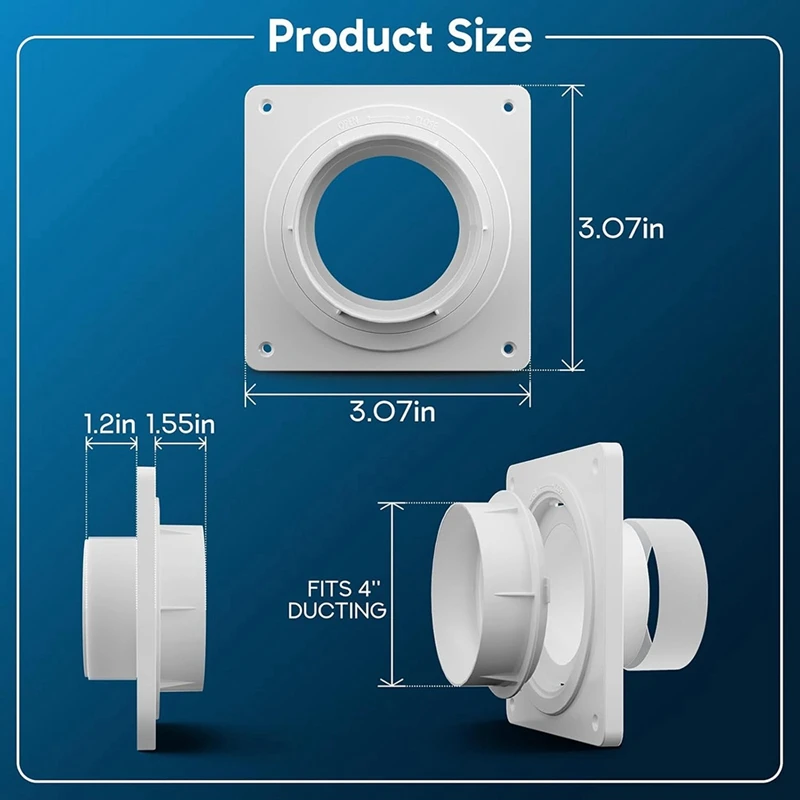 Conector de ventilación de secador, Kit de ventilación de manguera de secador con bloqueo de giro, conexión y desconexión rápida, placa de pared que se adapta a conductos de 4 pulgadas