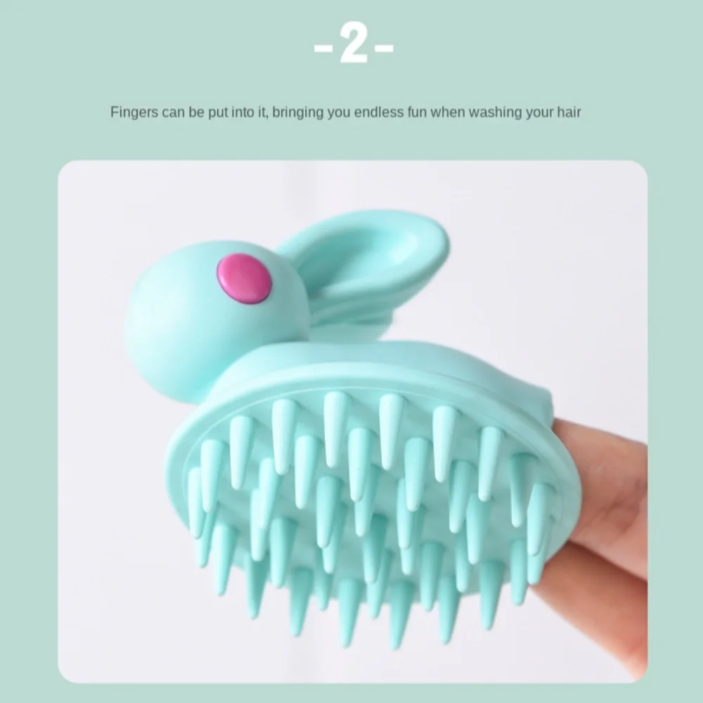 Rabbit Shape Shampoo Massage Brush Wet and Dry Use Relieve Hend Washing Comb Durable Soft Comb Silicone Massage Comb Bath