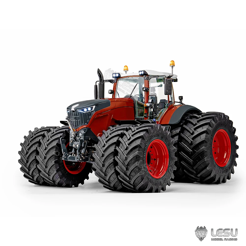 NEW LESU 1/14 AOUE 1050 Metal RC Tractor Hydraulic Double Wheeled Light Smoking Sound ESC Radio Controlled Truck Car RC Model