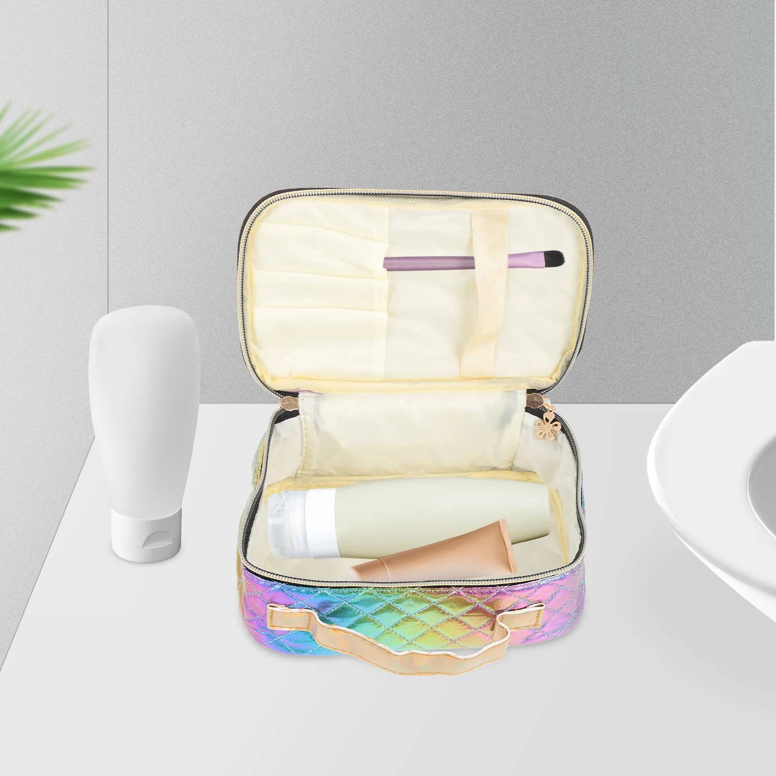 

Waterproof Organizer Large Capacity Cuboid Travel Bag Double Zipper Portable Makeup Case For Brushes Razors