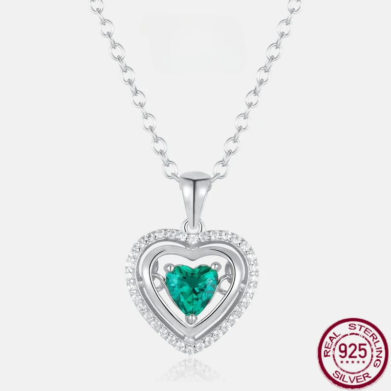 

Новое ожерелье из чистого серебра S925 с сердцем океана, кулон «Любовь», изумрудное ожерелье, свадебные украшения