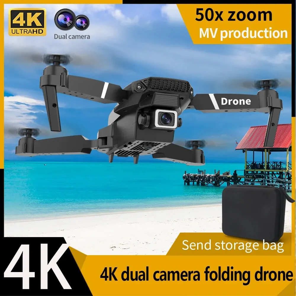 전문가용 E88RC 미니 드론, 4K HD 카메라, 와이파이 FPV, 360 ° 공기 자유 회전 접이식 공중 제스처 카메라, RC 헬리콥터 선물