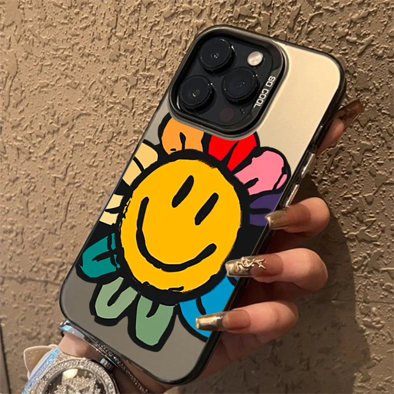 Cute Smile Sunflower Phone Case For Samsung Galaxy S24 S23 S22 S21 Ultra Plus S20 FE A13 A23 A15 A35 A55 A23 A52 A73 Hard Cover