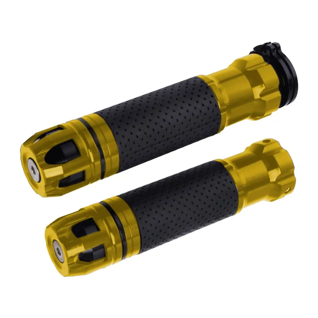 

1 Pair 7/8" 22mm Universal Motorcycle Rotatable Throttle Handlebar Handle Bar Aluminum Alloy Hand Grips Gold & Black