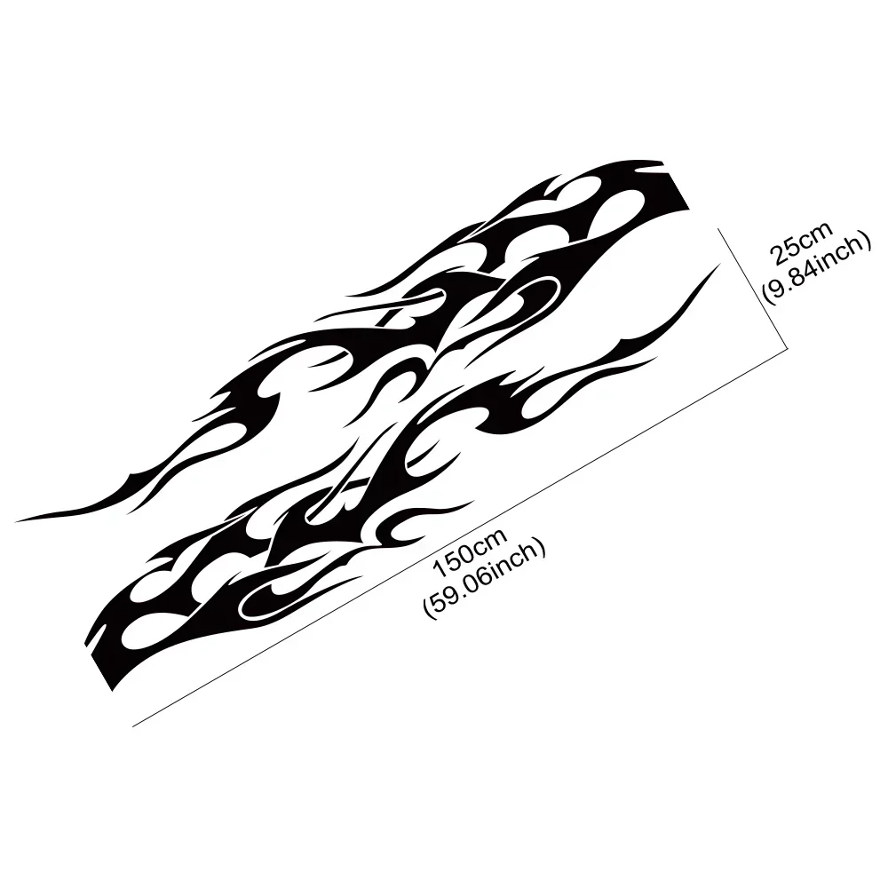 2Pcs Universal Vinyl Flame Graphics Car Body Side Stickers Flame Sports Racing Stripe Decorations Suitable For All Cars SUV