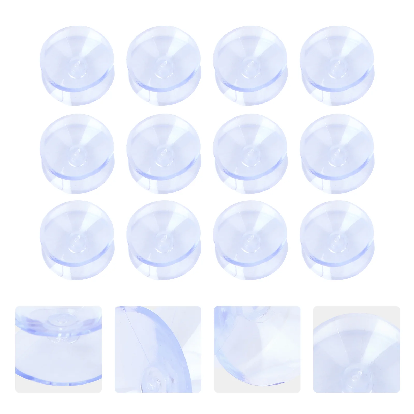 

12 Pcs Transparent Suckers Double-sided Suction Cups Rubber Pads for Glass Silicone Without Hooks Ring