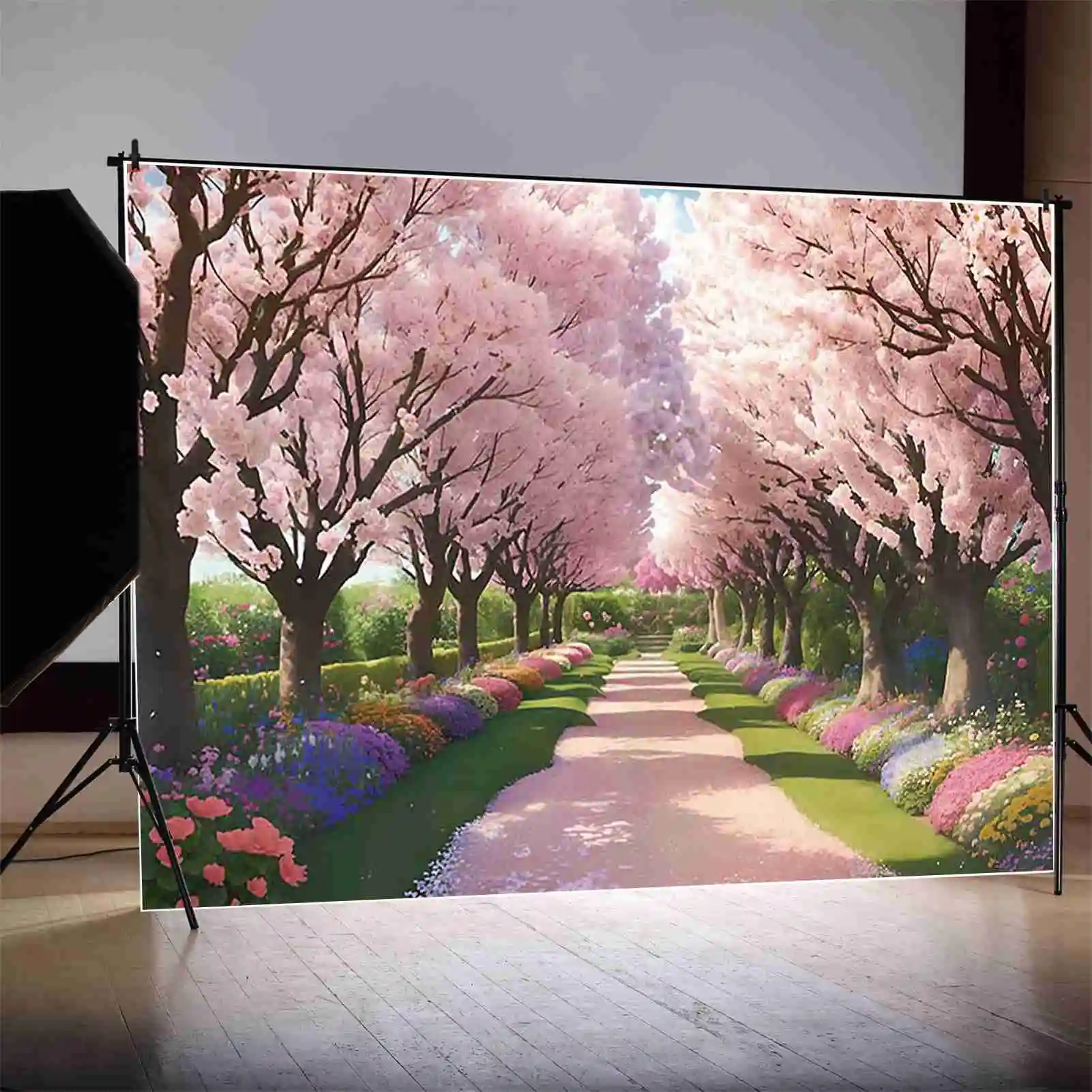 MOON.QG Birthday Party Backdrop Photography Fairy Tale Garden Wonderland Photocall Background Children Studio Photobooth Props