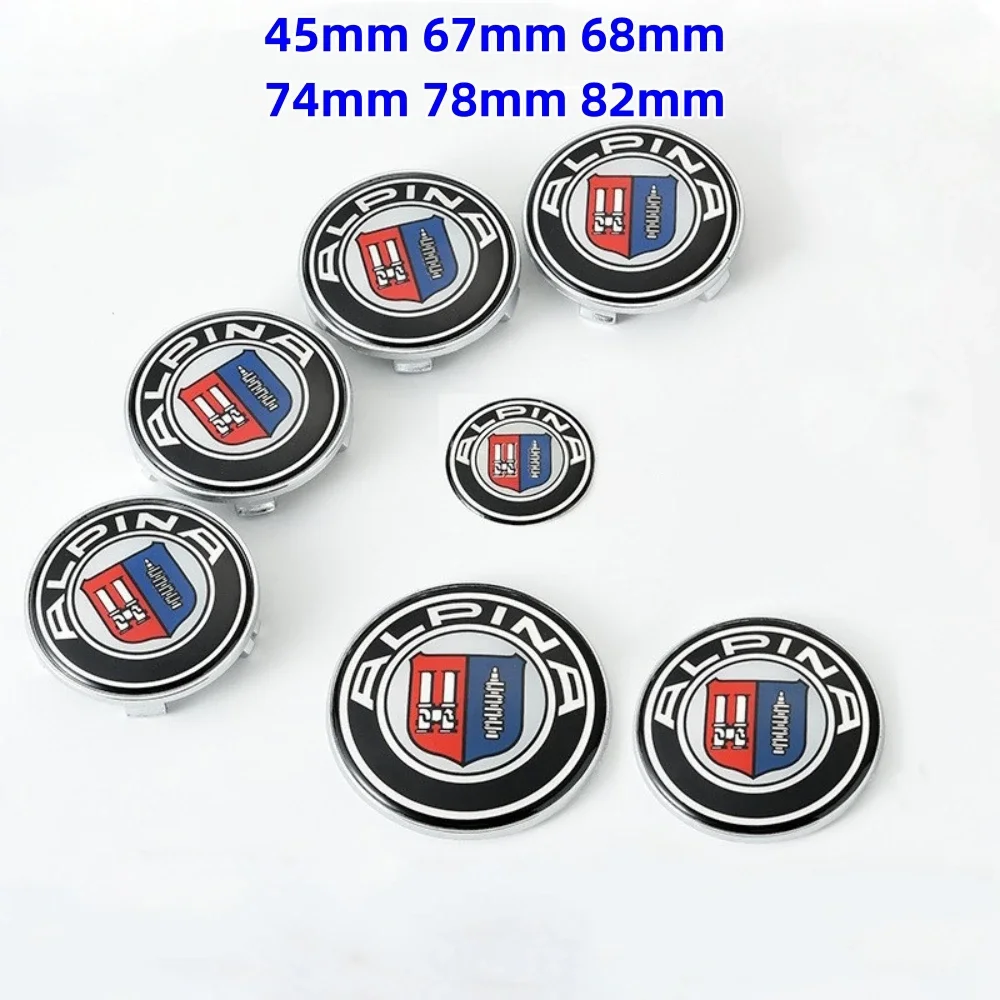 45mm 67mm 68mm 74mm 78mm 82mm Car Stickers Steering Wheel Logo Front Hood Bonnet Rear Trunk Emblem Hub Center Badge For ALPINA