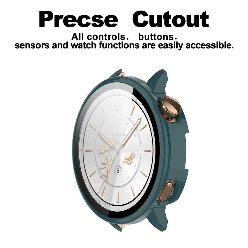 Glass+Case for OnePlus Watch3 43MM Glass Screen Protector & Hard PC Protective Scratch Resistant Bumper Cover Smart Accessories