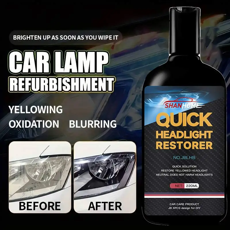 Premium Auto Headlight Refurbishing Solution, Abrasion-Free, Lamp Housing Aging Cleaner, Yellowish Shade Polishing Miracle