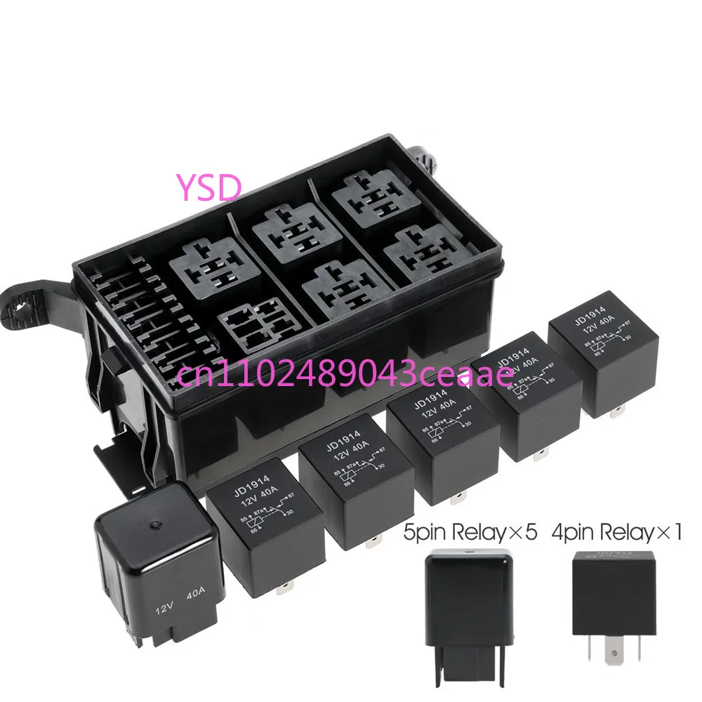 12V 6 Slot Relay Box ATC ATO Fuse Holder 6 Way Relay Holder Fuse Relay