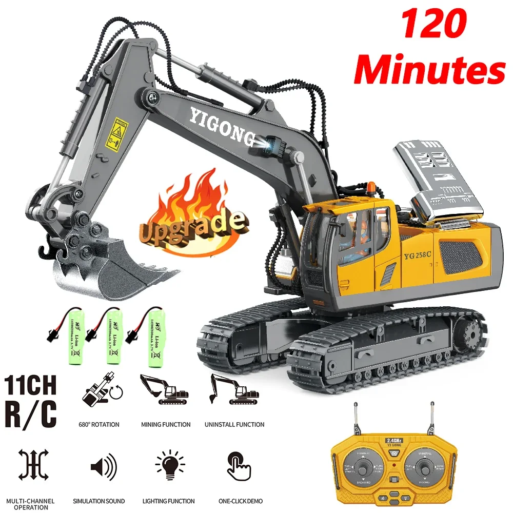 

2.4G 11 Channels RC Excavator Dump Bulldozer Cart Trucks Bulldozer Alloy Vehicle Remote Control Car Excavator Gift Toy for Boy