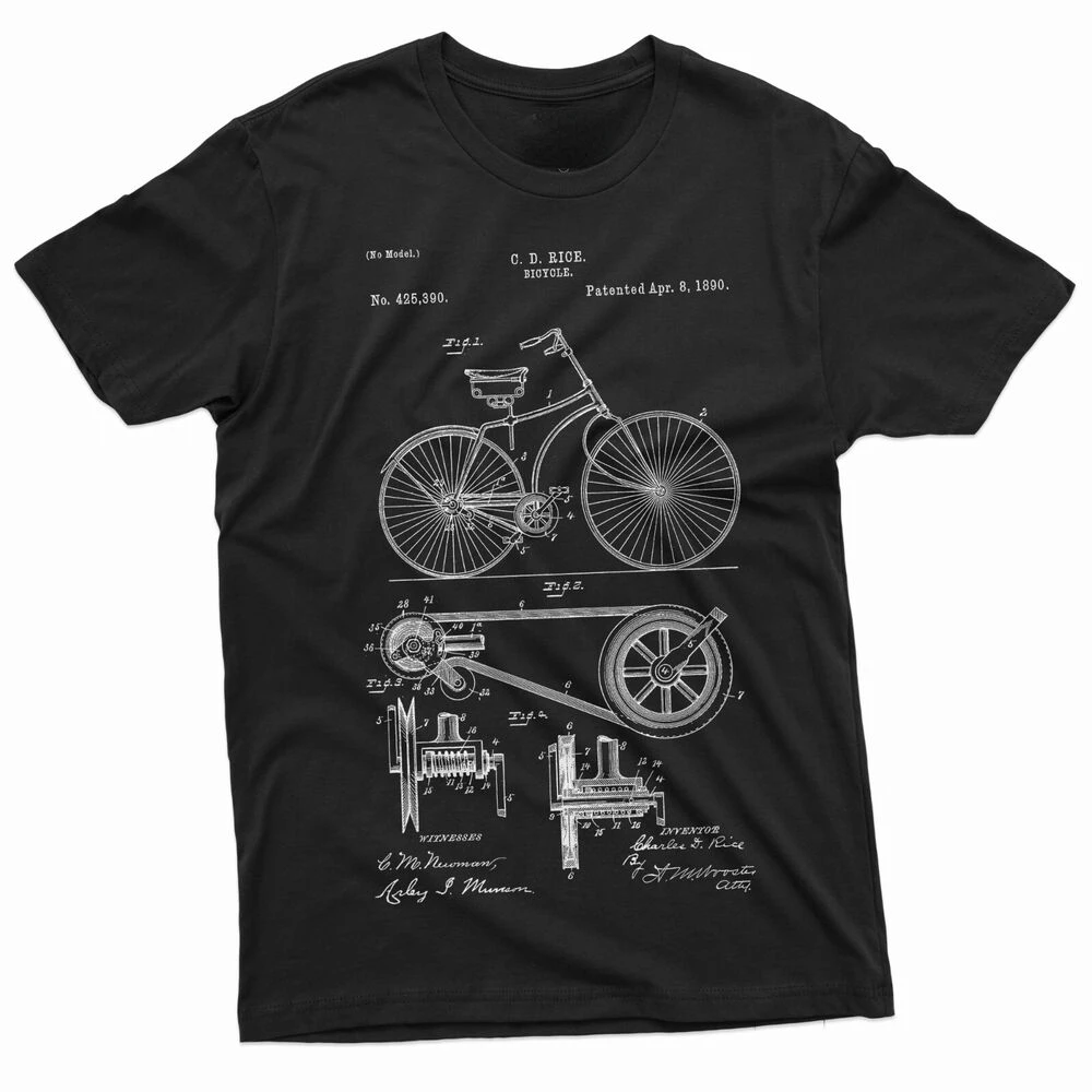 Bicycle Patent 1860 Bike History Tee Shirt Riding Rider Gift T Shirt New 100% Cotton Short Sleeve O-Neck Casual Men T-shirts