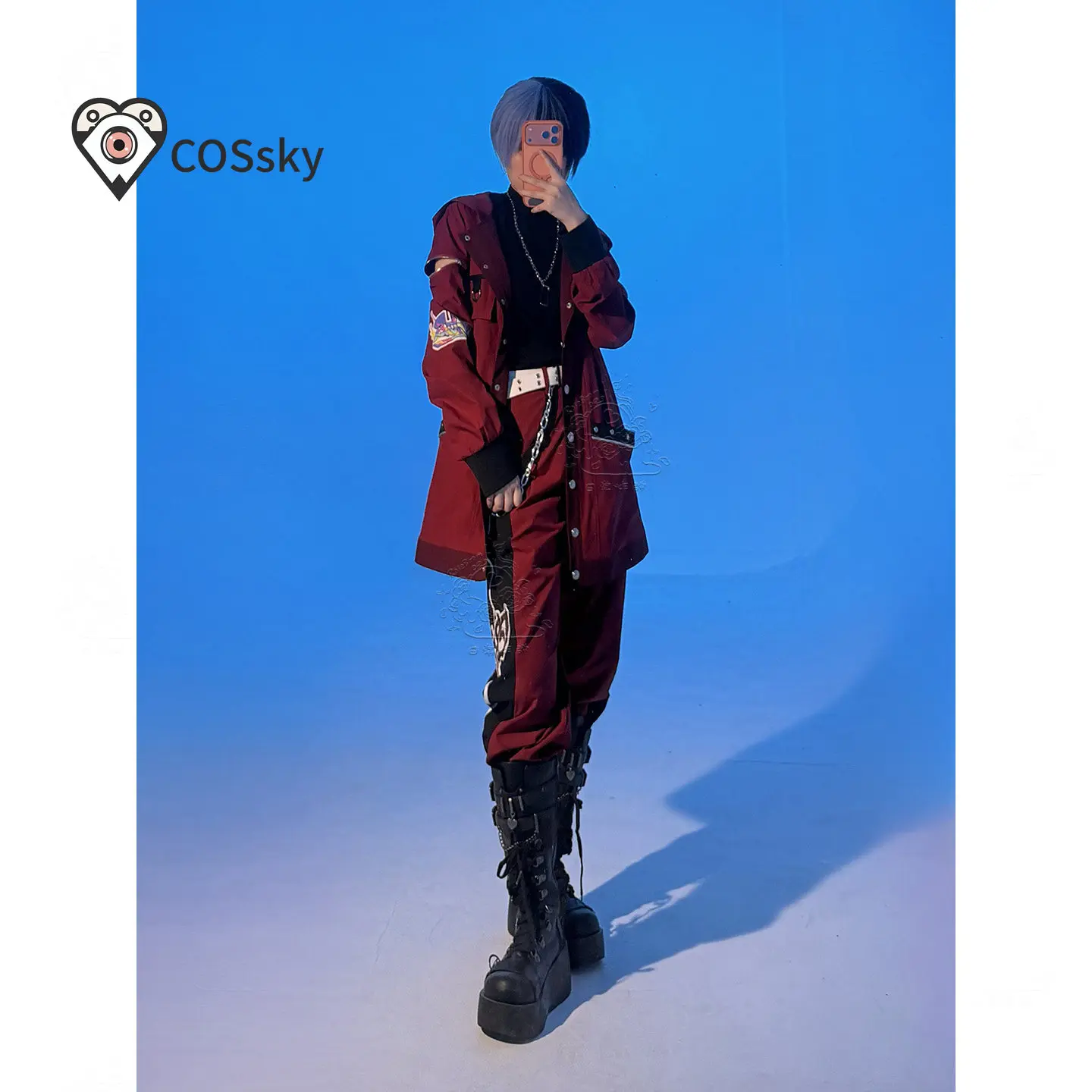 Toya Aoyagi Toya seven boxes Cosplay Costume Wig Anime PJSK Project Sekai Casual Uniform Halloween Carnival Party Daily Red Suit view 5