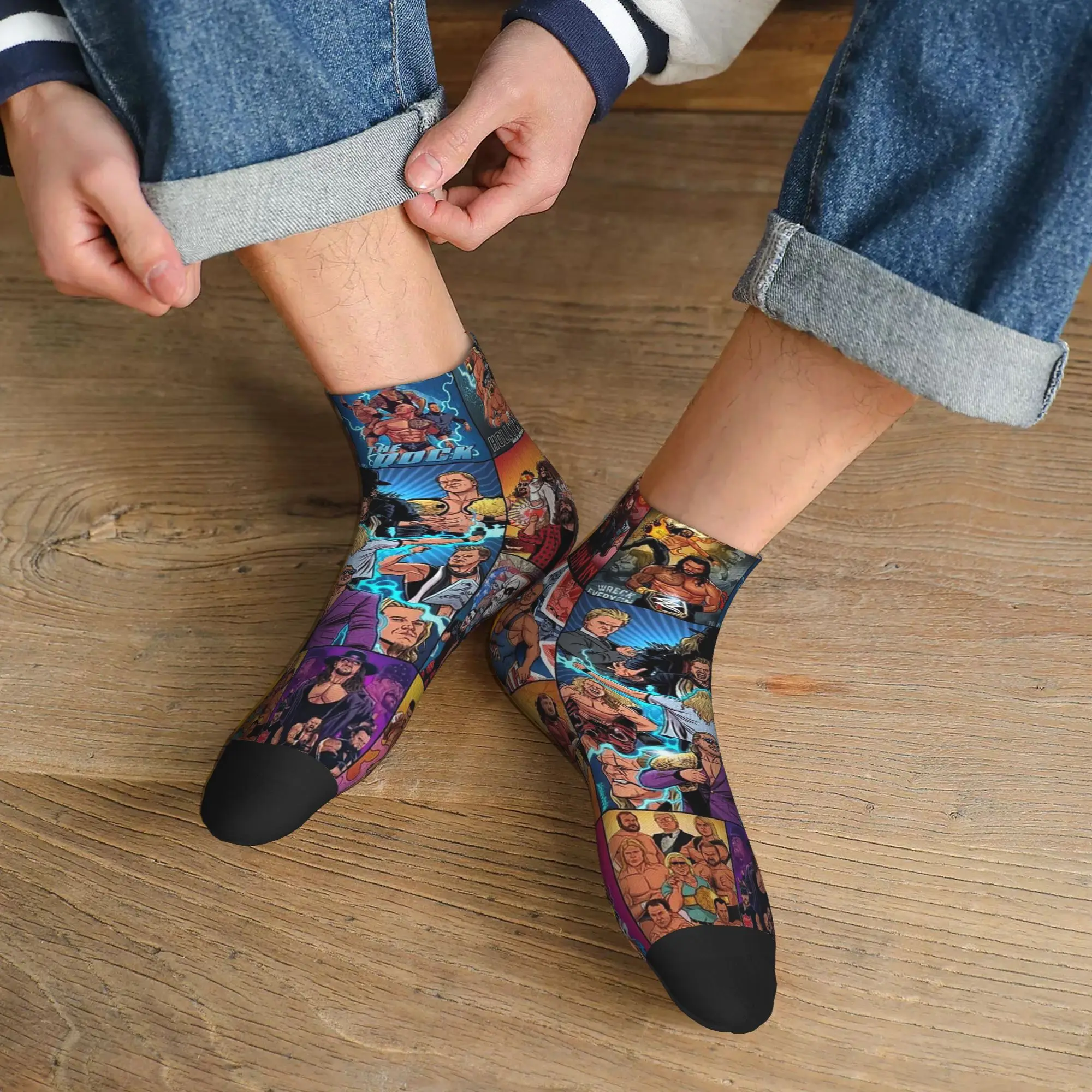 

All Seasons John Cena Respect Earn It Cartoon Wrestler Socks Sport Middle Tube Socks Soft Fashion Stockings for Men Women