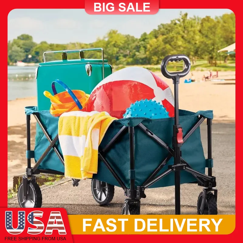 

Collapsible Wagon Cart Heavy Duty Foldable Utility Cart with Wheels for Camping Beach Shopping Outdoor Garden Sports Events