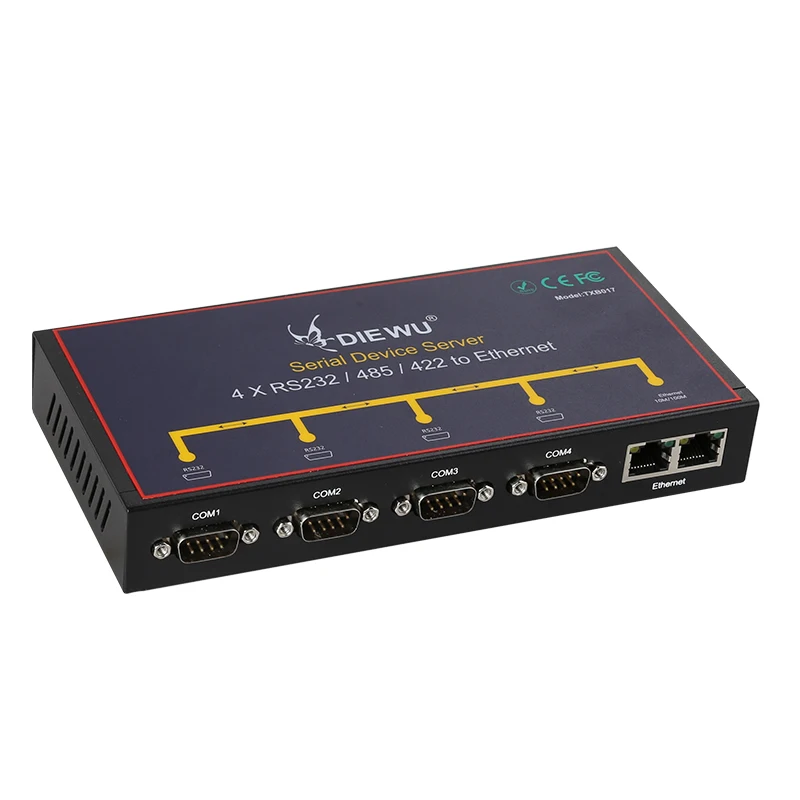 

Промышленный последовательный порт 2 Ethernet на 4 последовательных порта RS232/RS485/RS422. Определенная частота передачи данных поддерживает Modbus TCP.