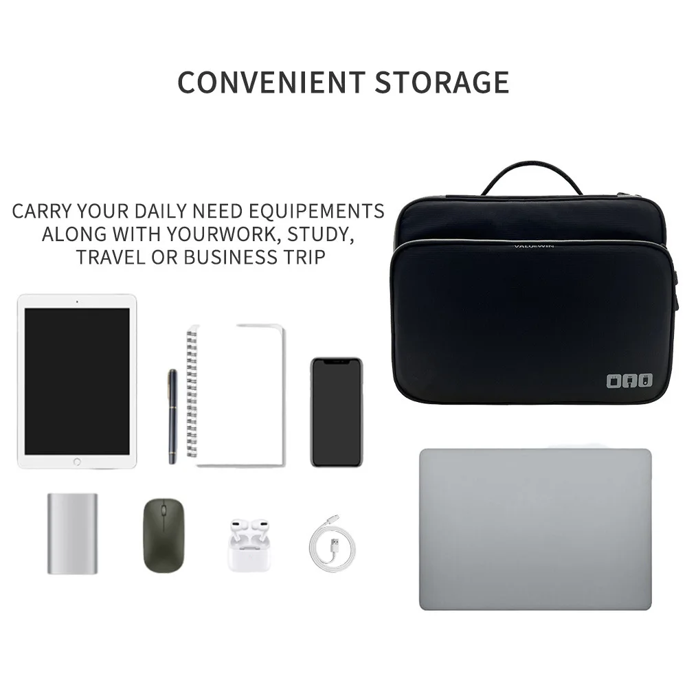 Multi Layer Electronic Accessories Organizer, Storage Handbag with Front Pocket Travel Cable Organizer Large Capacity for iPad