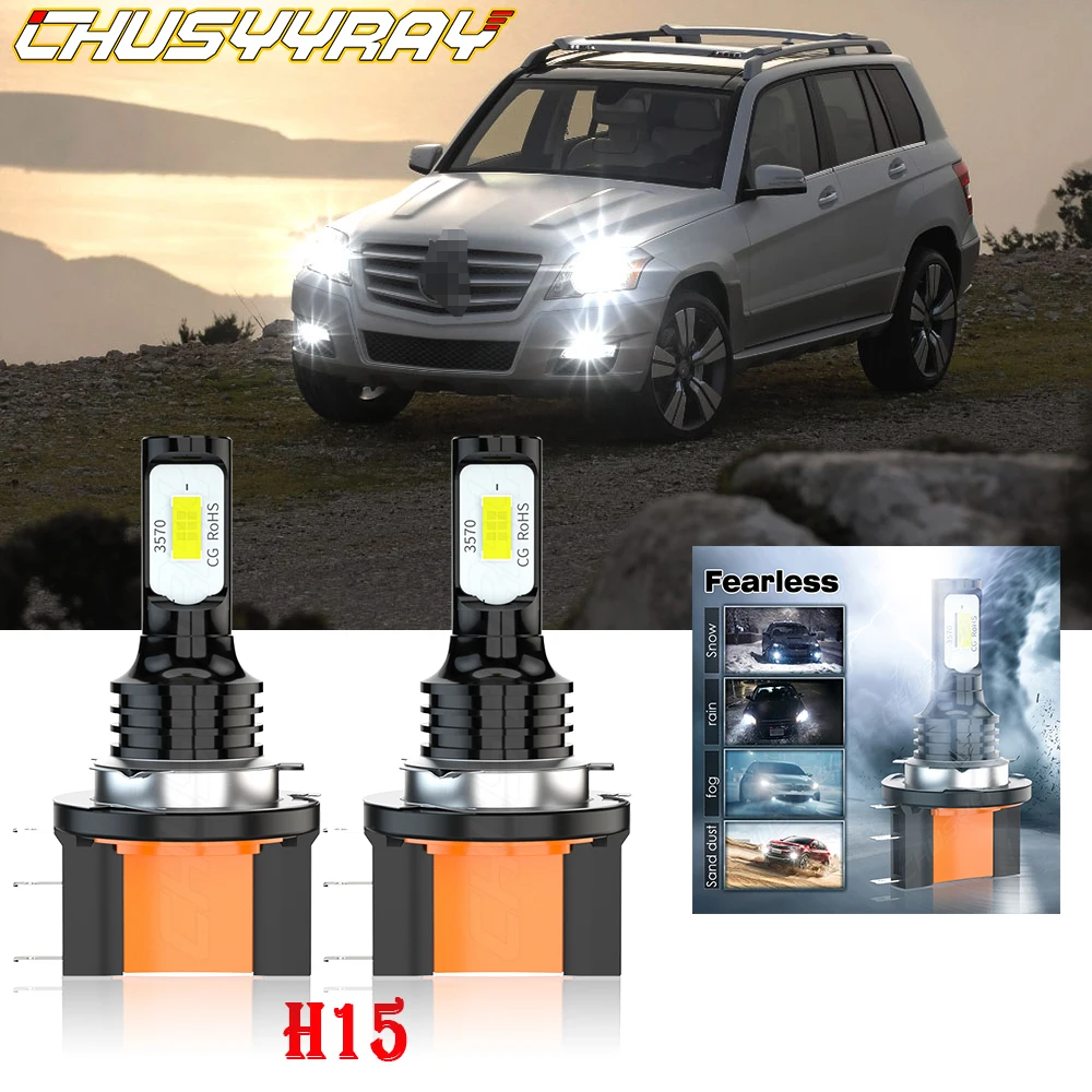 

CHUSYYRAY 2X Compatible for GLK350 2013-2015 H15 LED Headlights Super bright white H15 Bulbs High Beam DRL Bulbs Car accsesories