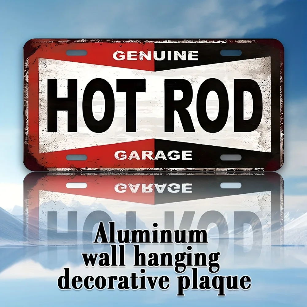 AL Genuine Hot Rod Garage License Plate Sign - Vintage Durable Metal Plaque Wall Decor, Home Office Bar Man Cave Wall Art