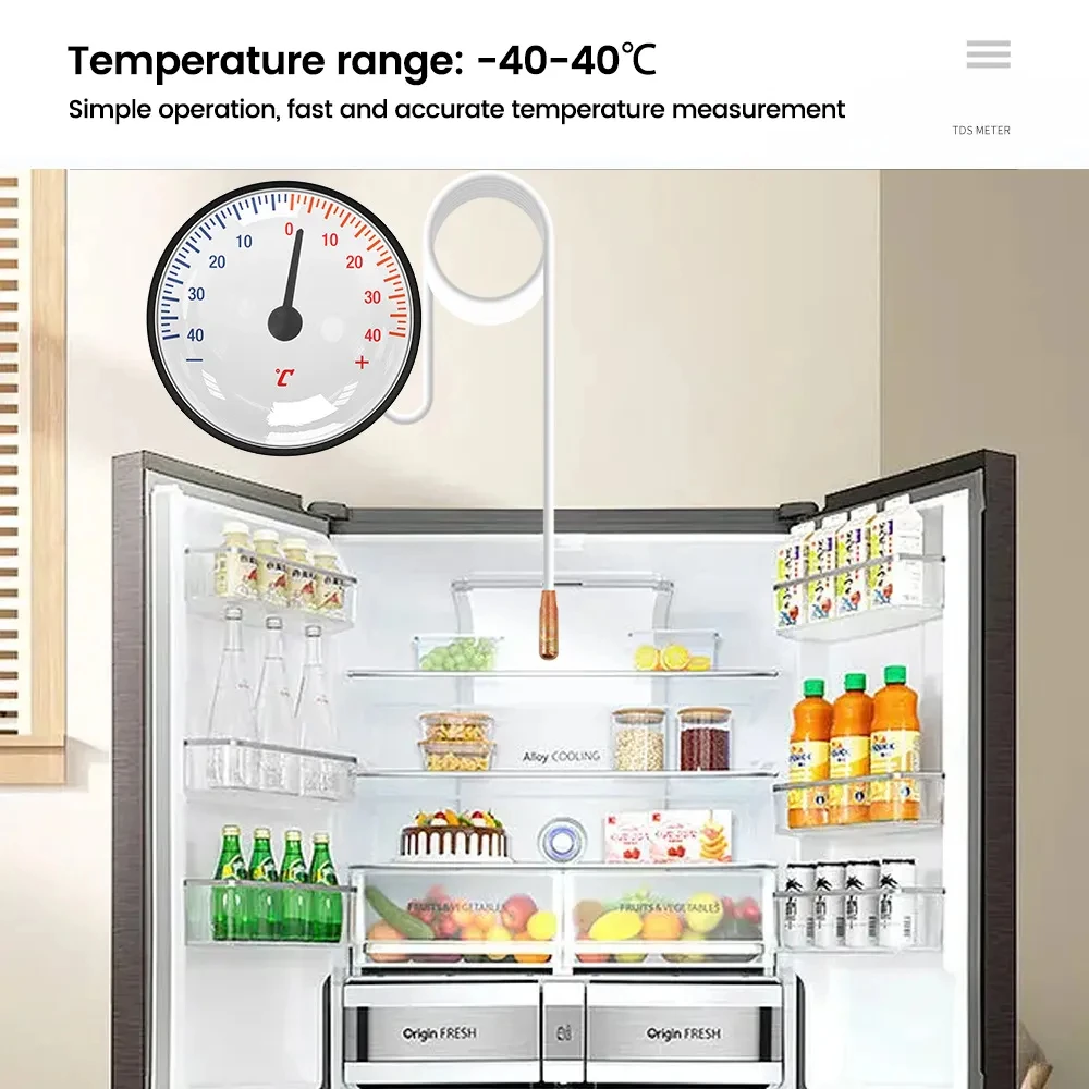 Dial Thermometer Thermometer With 1.4m Capillary Tube -40~+40℃/10-120℃ No Batteries Required Large Dial Display