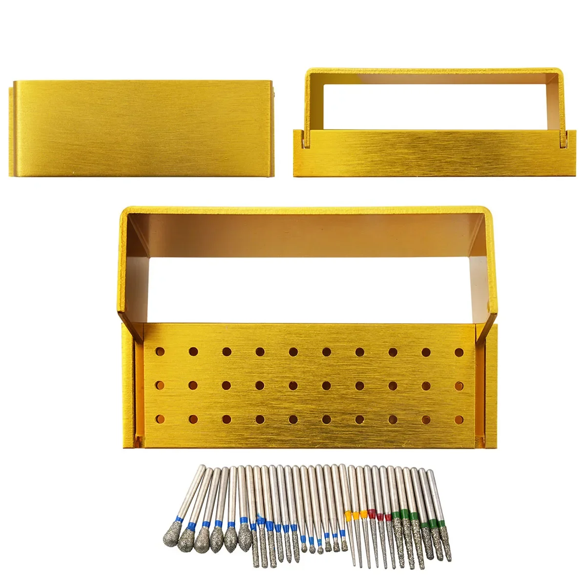 30 قطعة/المجموعة FG الأسنان الماس بور مع الألومنيوم تطهير الأوتوكلاف حامل الحفر عالية السرعة تلميع طبيب الأسنان استخدام فقط #1