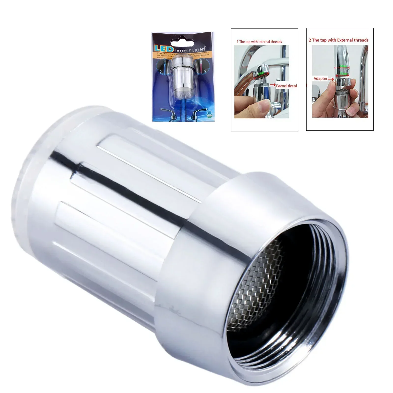 

ABS светодиодный светильник для водопроводного крана, 3-цветный водопад, светящийся душ, кран с контролем температуры, аксессуар для кухни и ванной комнаты с адаптером