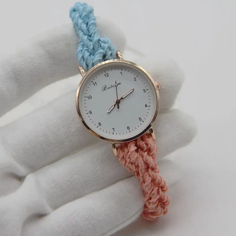 

Красочные часы DIY часы-браслет ручной работы для женщин студенческие часы без застежки тканевый эластичный ремешок кварцевые наручные часы