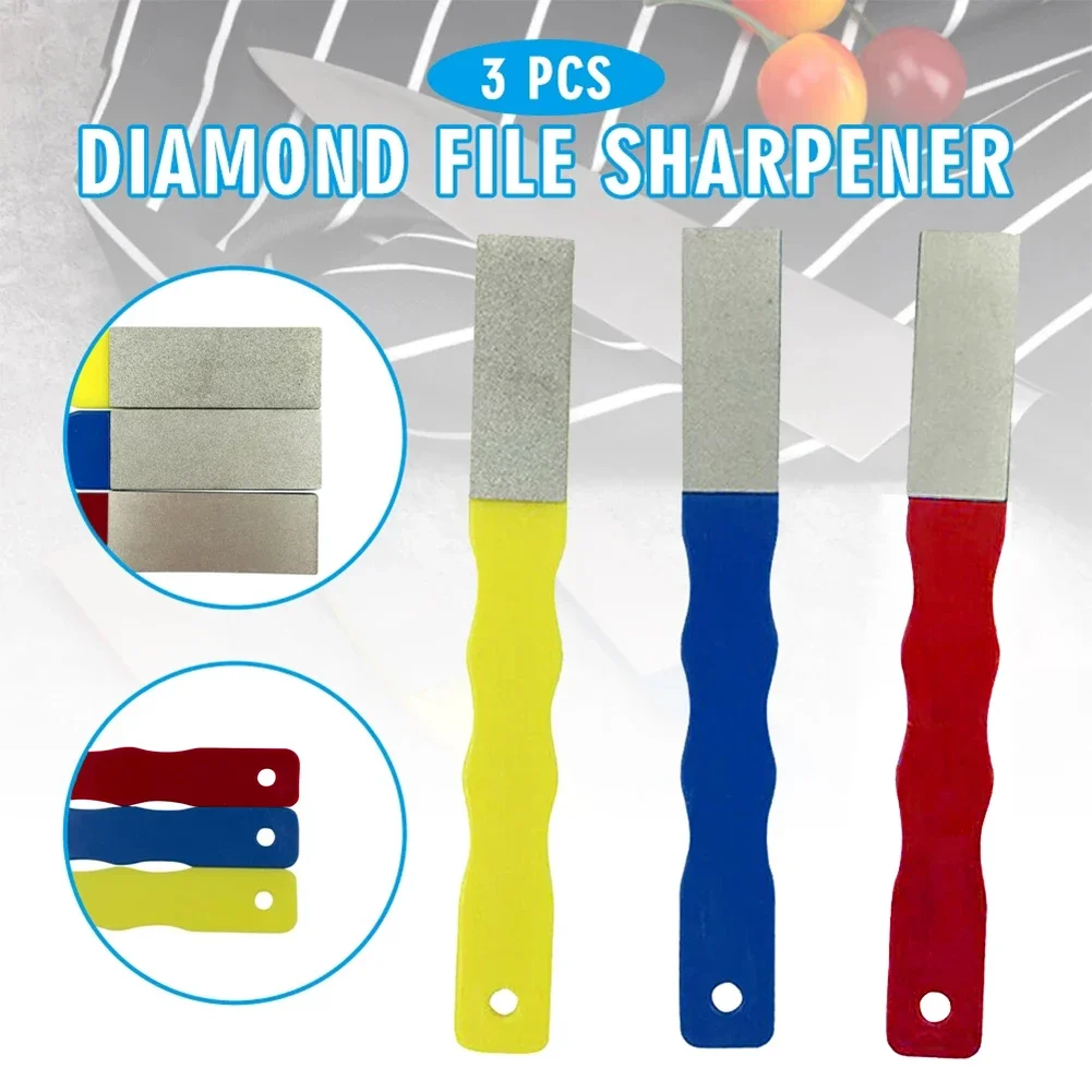 Practical Sharpener Plastic Grinding Kitchen Blade Sharpening Stone Tool Whetstone Hand Tools 160*20mm 3Pcs/Set