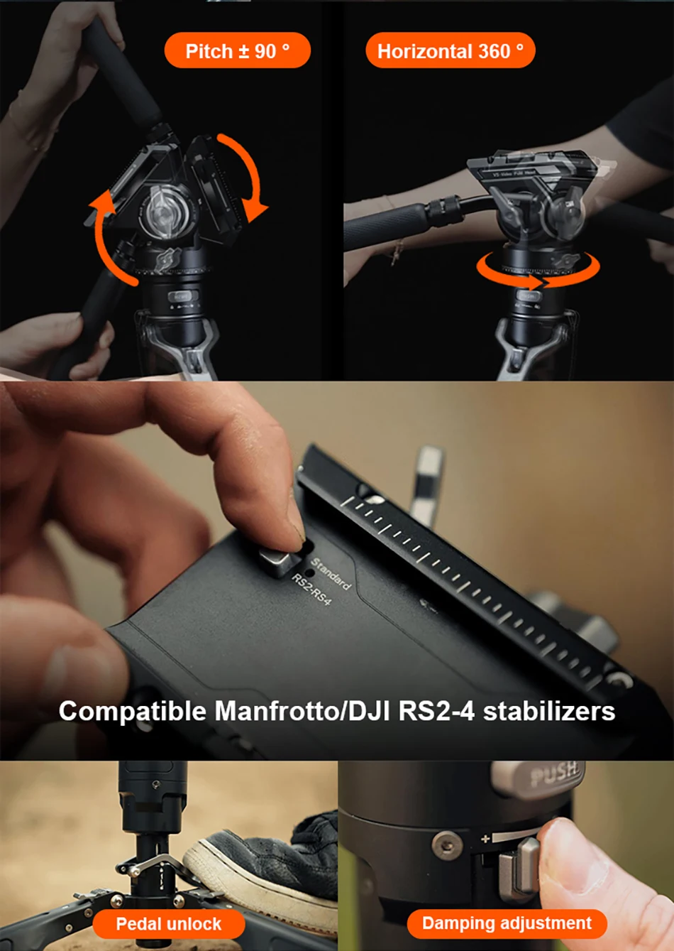 COMAN M1S Carbonfaser-Einbeinstativ Leichtgewichtige Schnellwechselplatte DSLR-Kamera Reisestativ Ein-Klick-Hebesystem – Detail 12