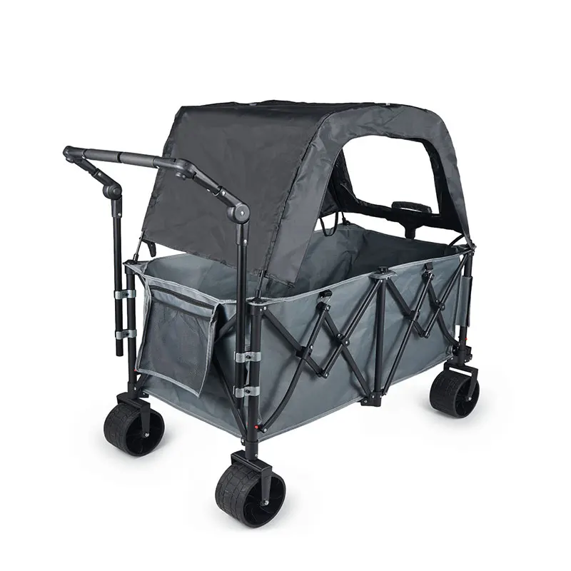 Carrito de Camping Plegable con Toldo, Carrito Utilitario para Niños, Carrito de Playa Extensible de Gran Capacidad, para Camping y Picnic