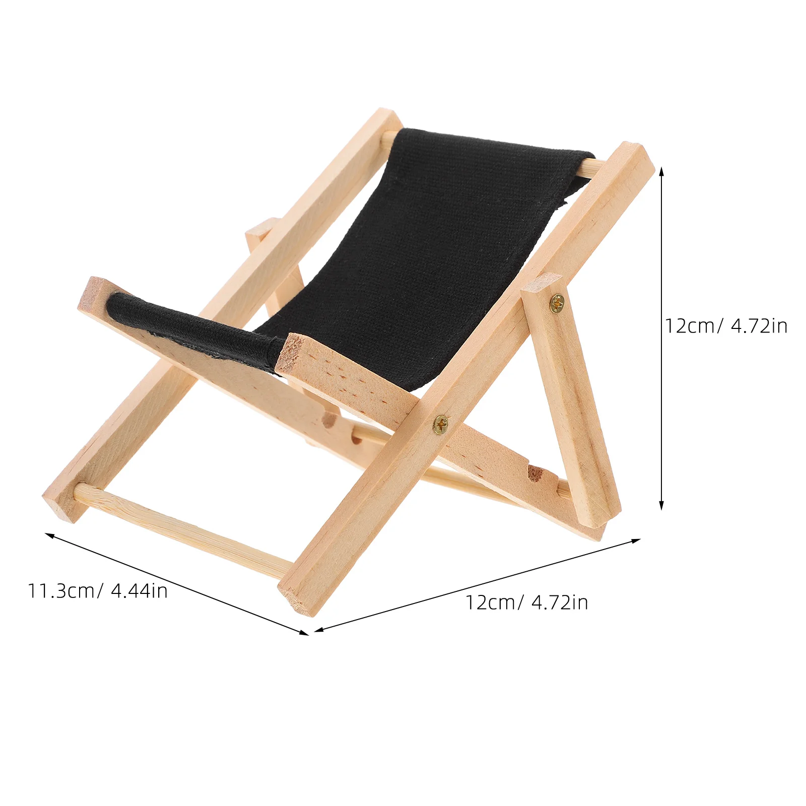 Mini sillas de playa, muebles en miniatura de madera negra, accesorios decorativos plegables para el hogar, juguetes de simulación, micropaisaje