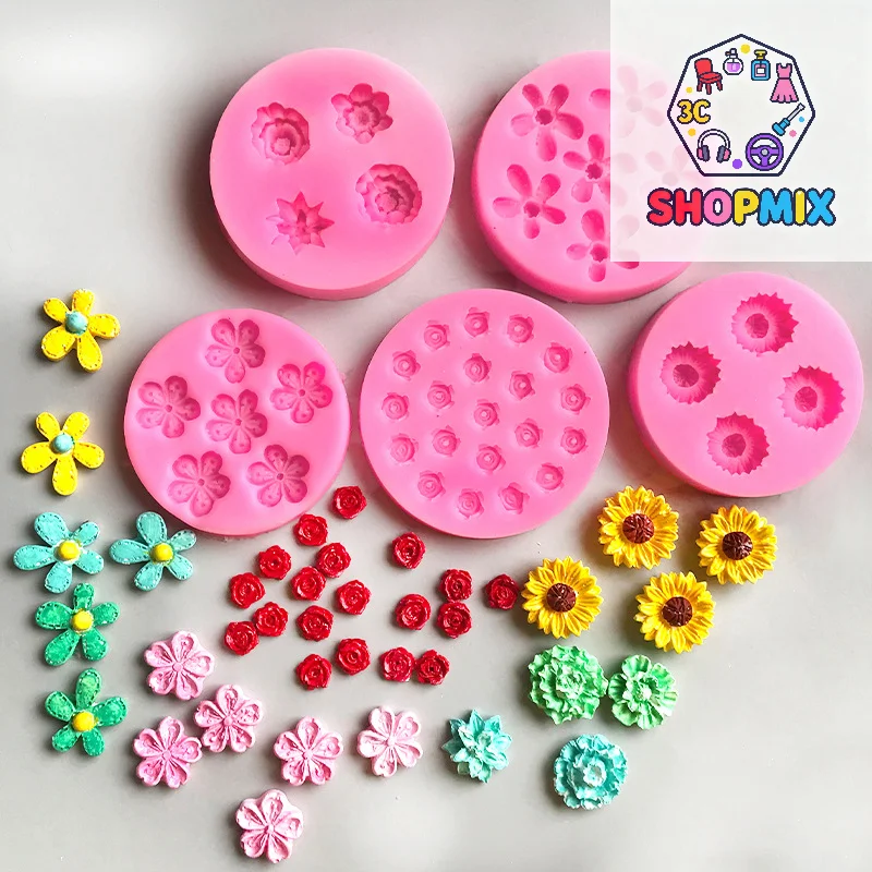 Multi-style Flower Collection Silicone Mold DIY Cake Embellished With Liquid Fondant Chocolate Decorative Kitchen Baking Mould