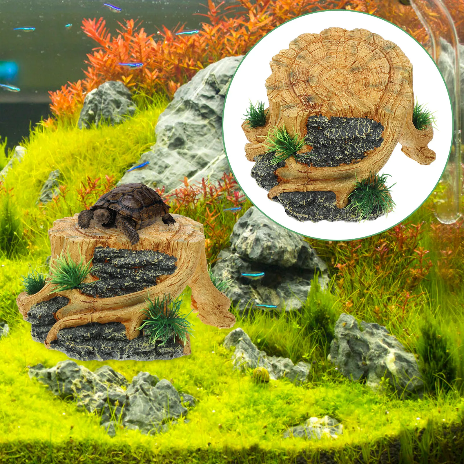 

Realistic Turtle Basking Platform Resin Aquarium Reptile Habitat Tank Decoration Floating Dock Tortoise Sunbathing Ramp Supplies