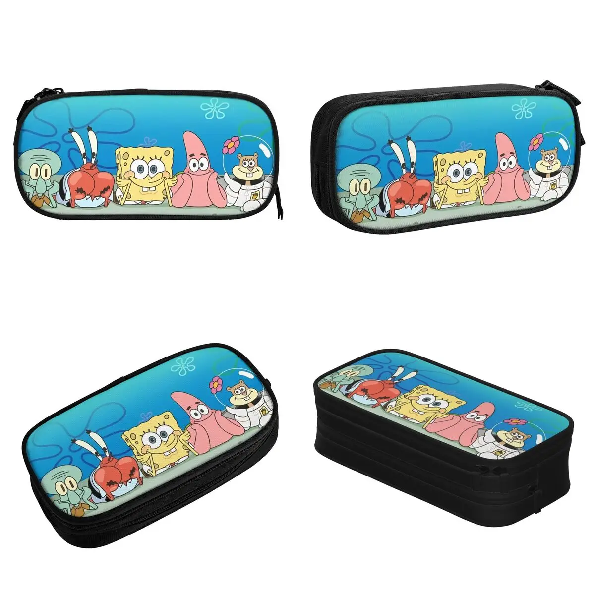 SpongeBobed Cartoon Kid's Pencil Case Double Layer Large-capacity For School Pen Case Gift for Girls Boys